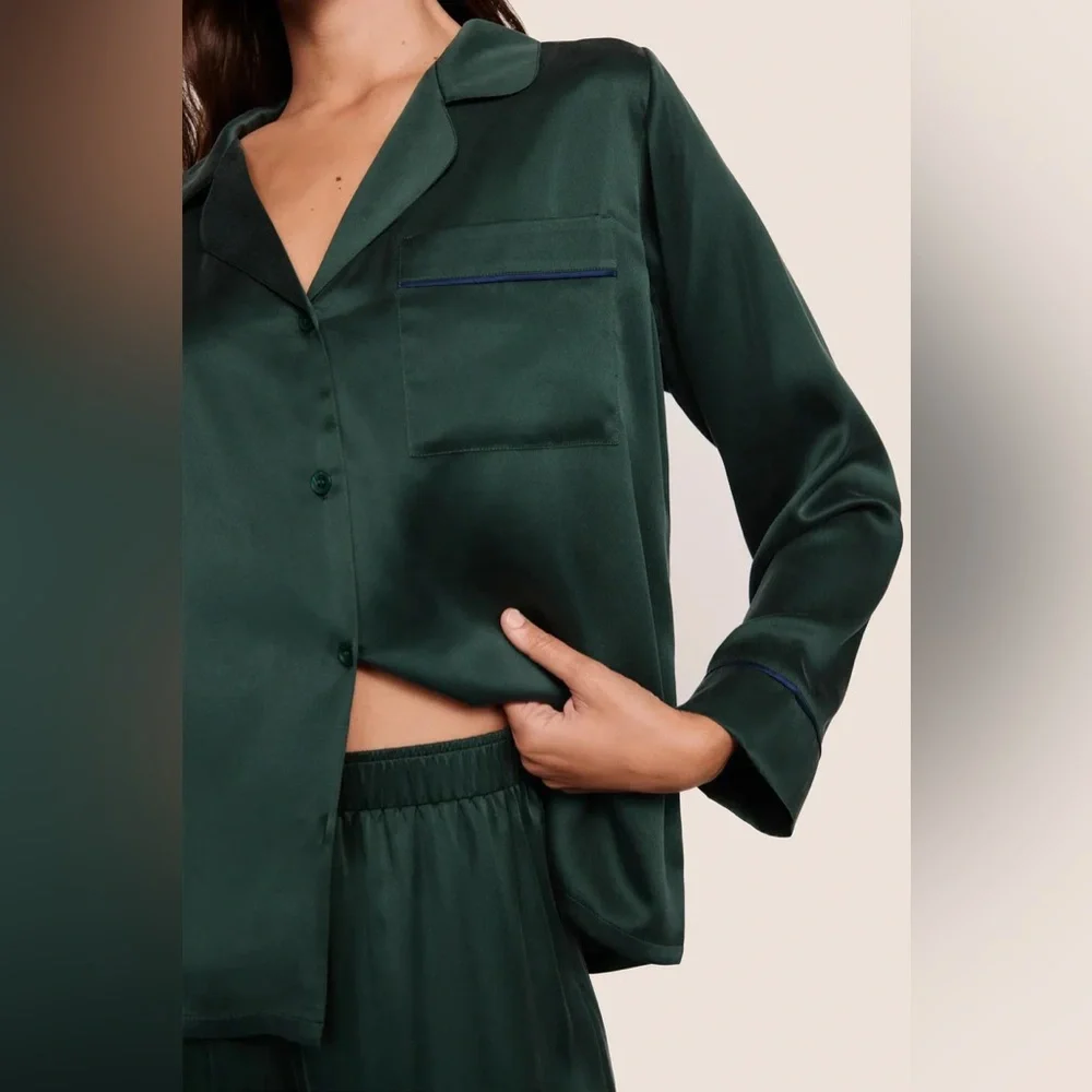 NWT Eberjey Inez Washable Silk Long PJ Set - Picture 2 of 4